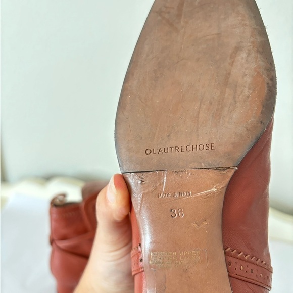 L L’Autre Chose Brown Parisian Leather Ankle Booties with Square Toe Size 36